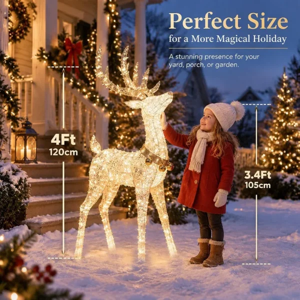 Renifer świąteczny LED 120 cm - podświetlana dekoracja bożonarodzeniowa 70 LED