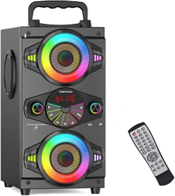 Głośnik Bluetooth TOMPROAD A52 Karaoke z Mikrofonem RGB LED USB AUX Pilot