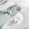 Obrączki pierścienie na serwetki złote z perłami dekoracyjne glamour