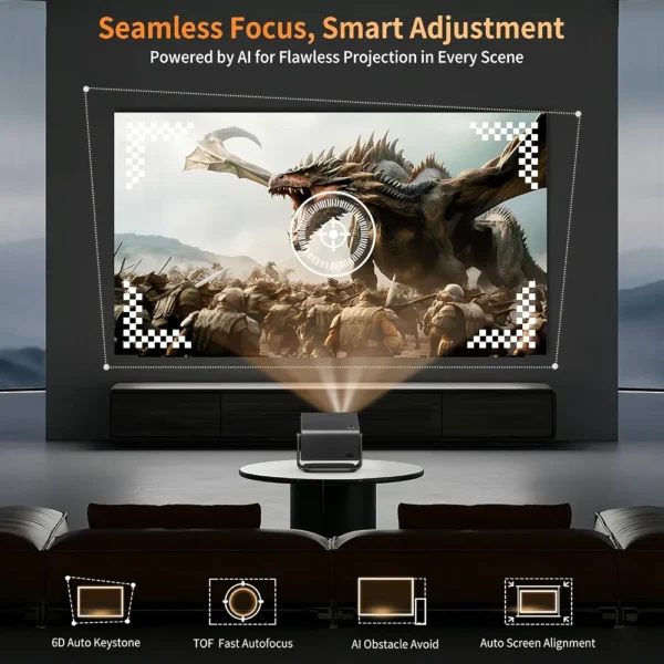 Projektor multimedialny INFGQ Full HD 1080P WiFi 6 800 ANSI Auto Focus 360°
