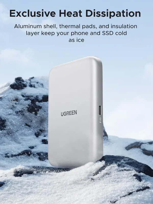 Dysk zewnętrzny SSD UGREEN D619 magnetyczny MagSafe USB-C 10Gbps srebrny