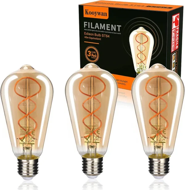 Żarówki LED E27 ST64 Edison filament vintage 4W 2700K ściemnialne 3 szt.