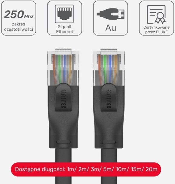 Kabel sieciowy UGREEN Ethernet LAN RJ45 Cat 7 U/FTP płaski 10m czarny