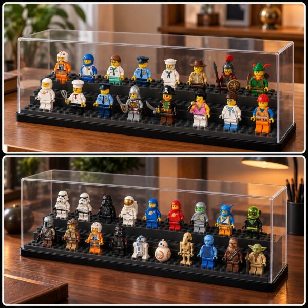 Gablota ekspozycyjna na minifigurki klocki LEGO witryna z pokrywą 25x15 czarna
