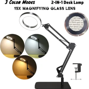 Lampa lupa LED z podświetleniem na biurko 3 barwy 10 poziomów