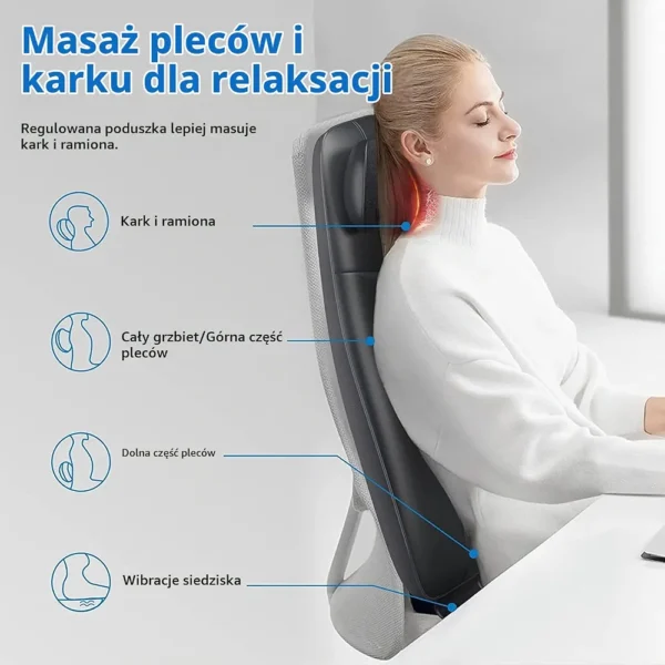Mata masująca RENPHO Shiatsu na fotel plecy kark szyja z podgrzewaniem