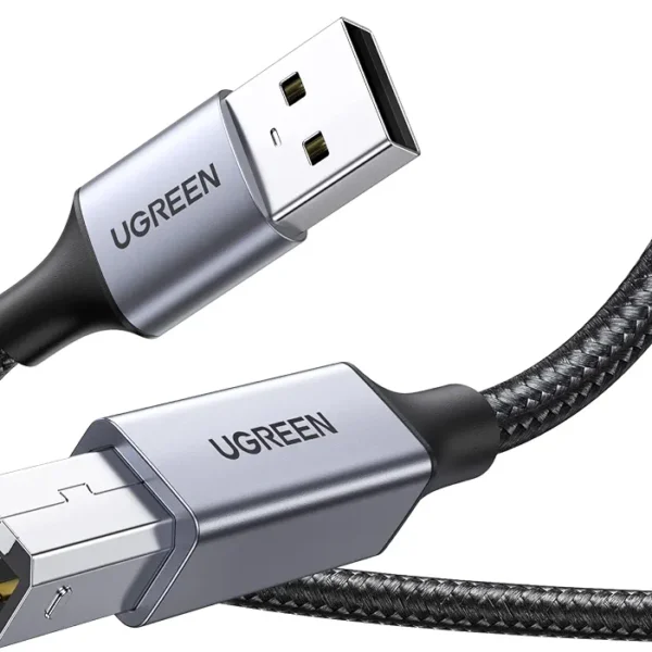 Kabel UGREEN USB-A USB-B 1m do drukarki skanera USB 2.0 480 Mb/s pleciony