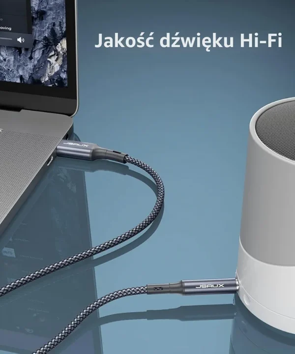 Kabel audio JSAUX USB-C na AUX Jack 3,5 mm 100cm Hi-Fi pleciony do telefonu