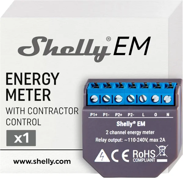Shelly EM WiFi licznik zużycia energii elektrycznej 2 kanały 230V 2A