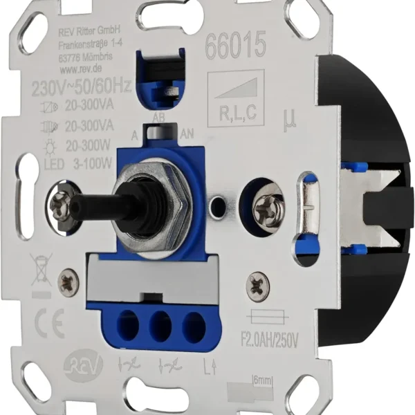 Ściemniacz obrotowy REV 66015 uniwersalny LED 3-100W 230V podtynkowy
