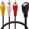 Kabel adapter USB żeńskie na 3 RCA Cinch AV audio wideo 20 cm