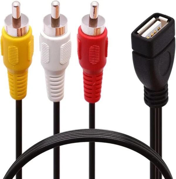 Kabel adapter USB żeńskie na 3 RCA Cinch AV audio wideo 20 cm