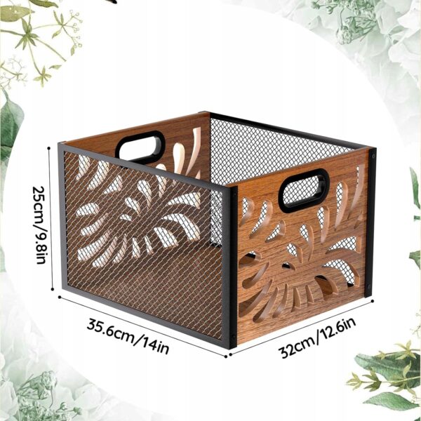 Organizer na dokumenty A4 metalowy drewniany pojemnik na teczki 36x32x25