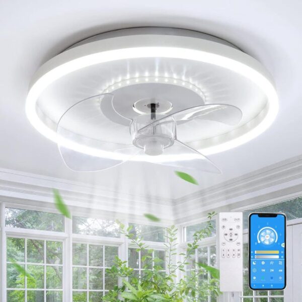 Lampa sufitowa LED z wentylatorem 2w1 - pilot, aplikacja, timer, tryb lato/zima