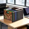 Organizer na dokumenty A4 metalowy drewniany pojemnik na teczki 36x32x25