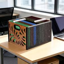 Organizer na dokumenty A4 metalowy drewniany pojemnik na teczki 36x32x25