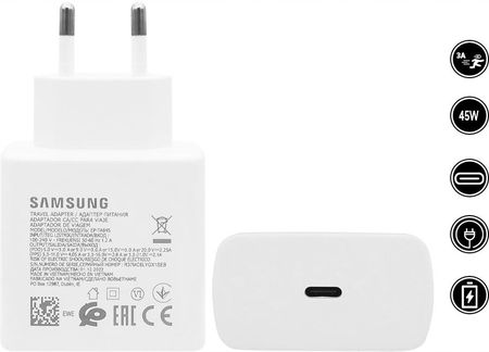 Ładowarka sieciowa Samsung 45W USB-C PD 3.0 szybkie ładowanie biała
