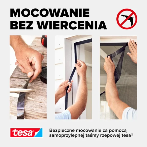Tesa moskitiera magnetyczna na drzwi balkonowe 80x200 cm czarna
