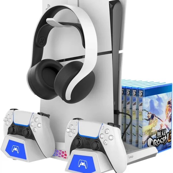 Stacja chłodząca do PS5 / PS5 Slim / PS5 Pro + ładowarka 2 padów + stojak