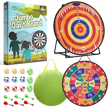 Duża tarcza do darta dla dzieci Jumbo Dart Board dwustronna rzutki piłki