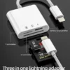 Czytnik kart SD microSD Lightning do iPhone iPad adapter 3w1 biały