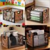 Organizer na dokumenty A4 metalowy drewniany pojemnik na teczki 36x32x25