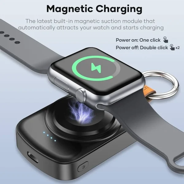 Ładowarka indukcyjna Apple Watch X27 powerbank 1800mAh USB-C brelok