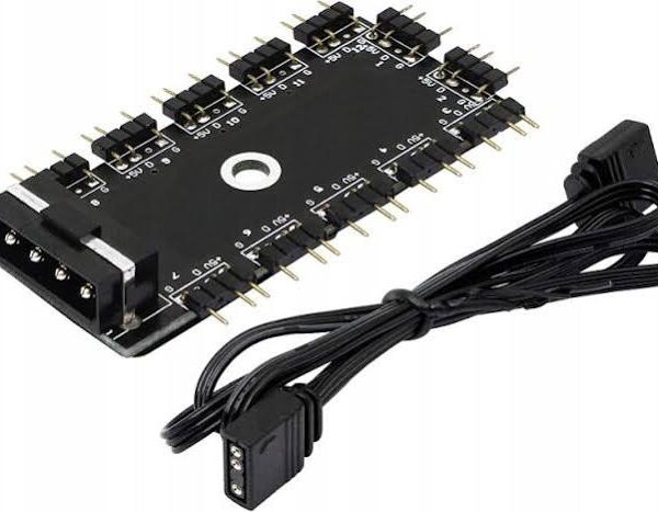 Hub rozdzielacz ARGB 5V 3PIN 12 portów SATA MOLEX do wentylatorów LED RGB