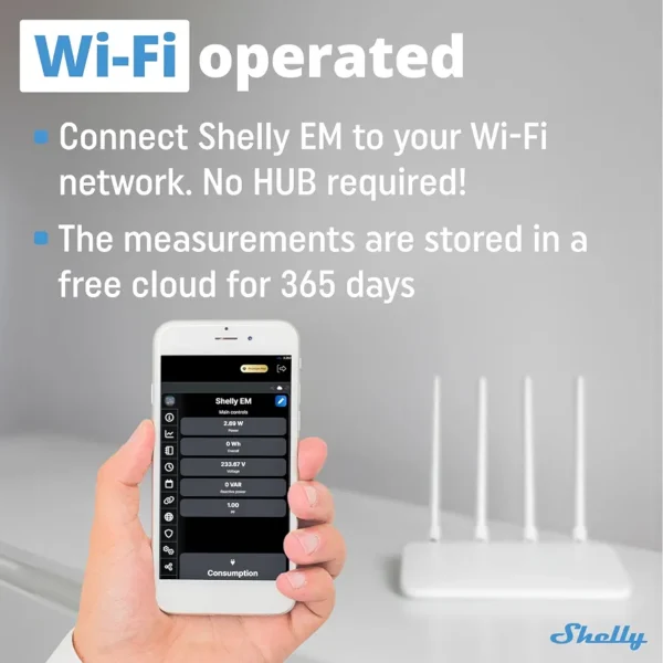 Shelly EM WiFi licznik zużycia energii elektrycznej 2 kanały 230V 2A