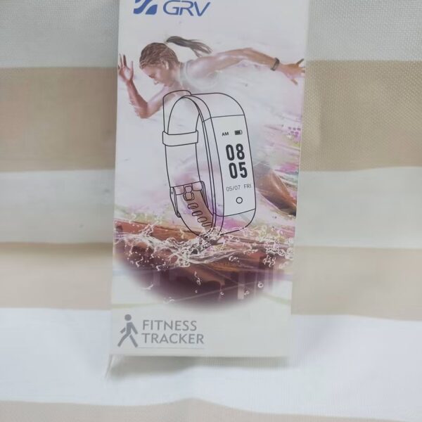 Smartband GRV Fitness Tracker Czarny Zegarek Sportowy Biały Pasek