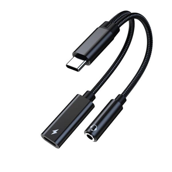 Adapter USB-C na jack 3,5 mm i USB-C przejściówka audio ładowanie 2w1