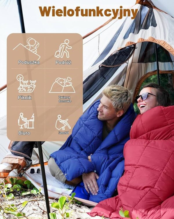 Koc piknikowy turystyczny KingCamp 175x135 cm ocieplany niebieski