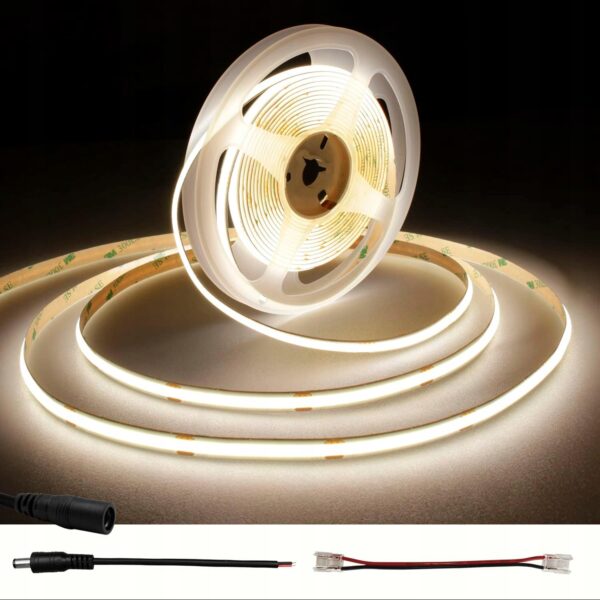 Taśma LED COB 5m 12V 4000K neutralna biała 864 LED/m oświetleniowa