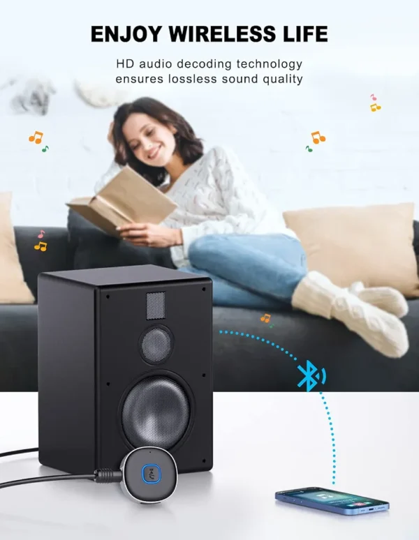 Odbiornik Bluetooth J33 AUX 3,5 mm do samochodu adapter audio z mikrofonem
