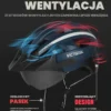 Kask rowerowy VICTGOAL rozmiar M z goglami magnetycznymi LED granatowy