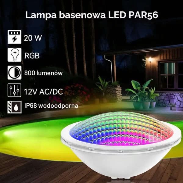 Lampy basenowe LED RGB 35W IP68 12V LyLmLe 2 szt. pilot sterownik