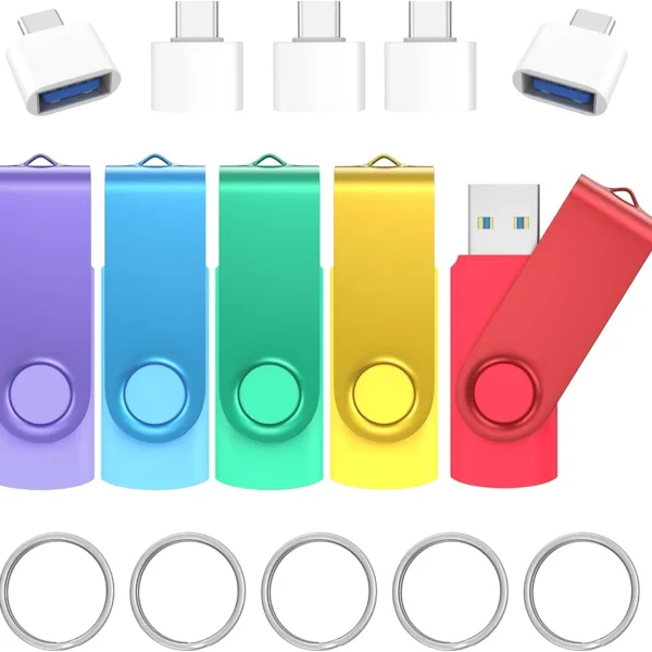Pendrive USB 3.0 kolorowe pamięci przenośne 5 szt. adapter USB-C OTG
