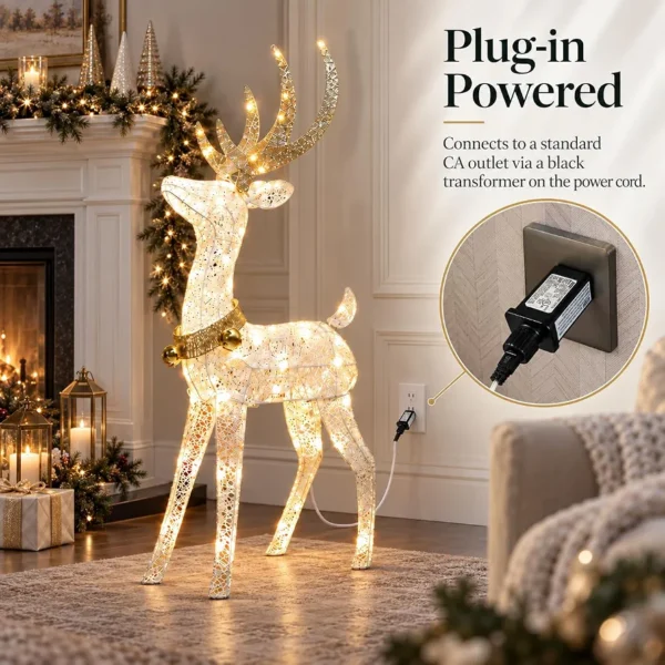 Renifer świąteczny LED 120 cm - podświetlana dekoracja bożonarodzeniowa 70 LED