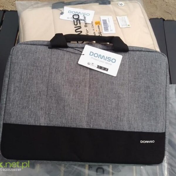 Torba na laptopa DOMISO szara czarna etui ochronne z uchwytem i kieszenią