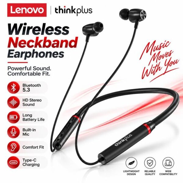 Słuchawki bezprzewodowe Lenovo ThinkPlus HE05 Pro Bluetooth sportowe czarne