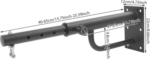 Uchwyt ścienny do worka bokserskiego regulowany 40–65 cm stalowy czarny