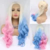 SERENEWIG peruka Lace Front 13x3 - 61 cm, blond/różowy/niebieski, falowana