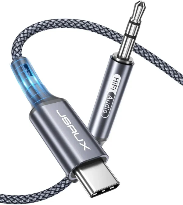 Kabel audio JSAUX USB-C na AUX Jack 3,5 mm 100cm Hi-Fi pleciony do telefonu