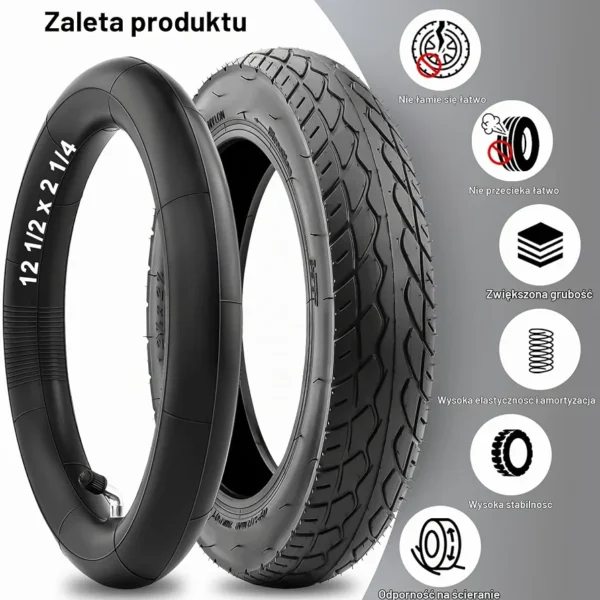 OPONA Z DĘTKĄ 12 1/2 x 2 1/4 57-203 DO ROWERKA DZIECIĘCEGO WÓZKA