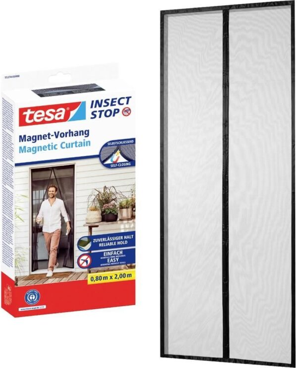 Tesa moskitiera magnetyczna na drzwi balkonowe 80x200 cm czarna
