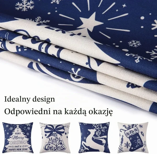 Poszewki świąteczne na poduszki 45x45 cm zestaw 4 szt. Boże Narodzenie