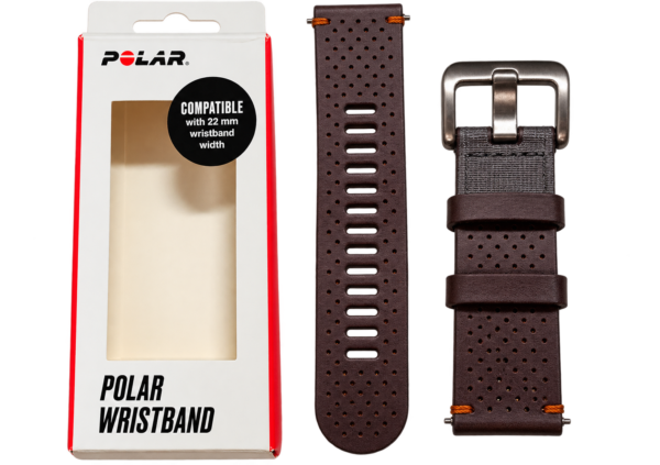 Pasek do zegarka Polar 22 mm brązowy perforowany z klamrą