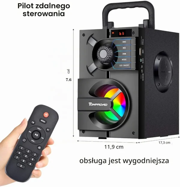 Głośnik Bluetooth TOMPROAD S39 Przenośny RGB Radio FM USB Pilot