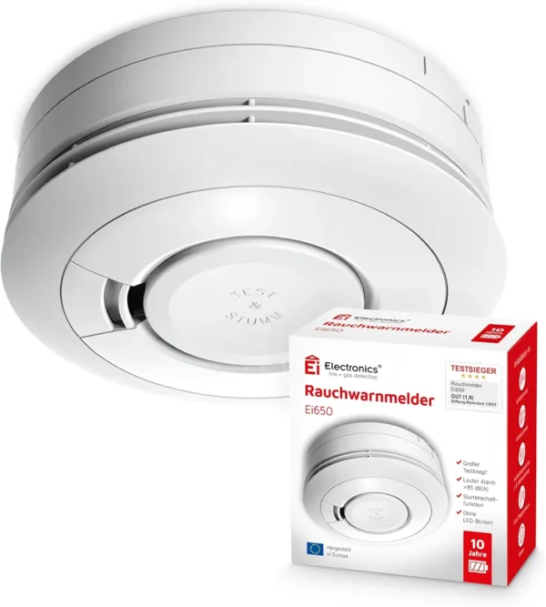 Czujnik dymu Ei Electronics Ei650 alarm pożarowy 85 dB bateria 10 lat