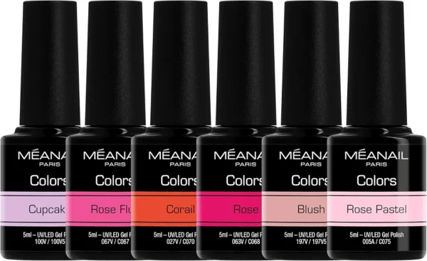 MEANAIL Paris zestaw 6 lakierów hybrydowych UV LED 8 ml różowe nude